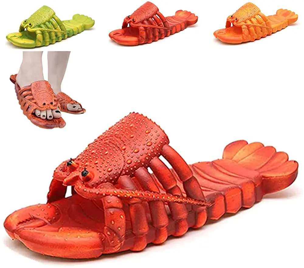 Cute Lobster Lobster Flip floops Funny Sandals Slippers Designer Brand Beach Non-slip Women Slides Bathroom Couple Summer New