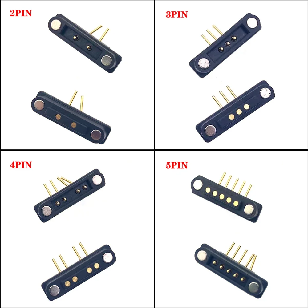 

Spring-Loaded Magnetic Pogo Pin Connector 2/3/4/5Pin Pitch Through Hole Angled Male Female DC Power Charge Probe Socket Cable