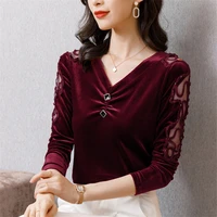 autumn winter long sleeve pullover underwear velvet blouse womens tops high quality korean fashion vintage blouse shirt blusa