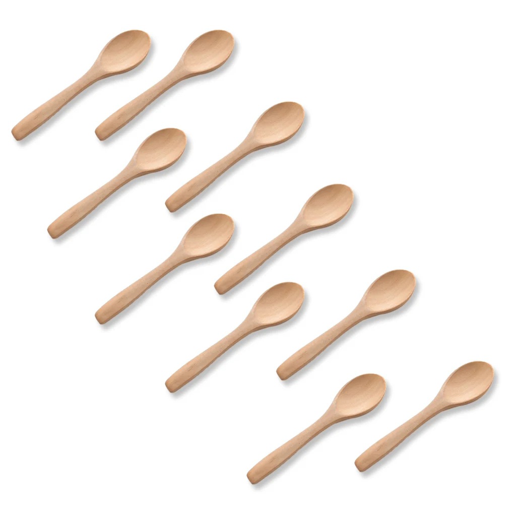 

10 Pieces Small Wooden Spoons Utensils Dining Tools Bar Gadgets Teaspoon Cooking Condiments Oil Coffee Tea Sugar Jam type 1