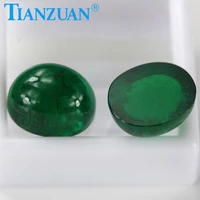 cabochon cut oval shape lab grown muzo emerald stone hydrothermal green emerald beads jewelry making