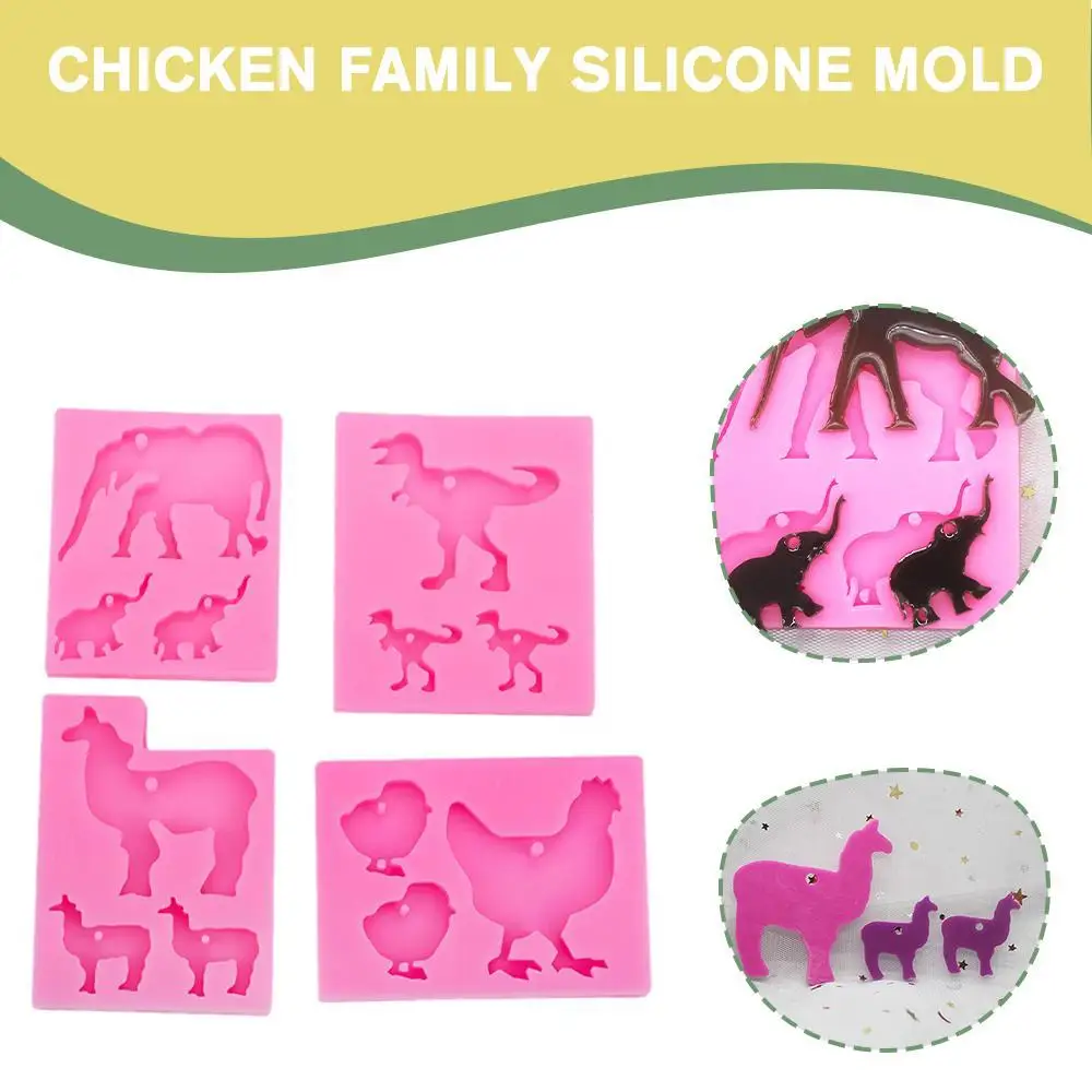 

Elephant dinosaur/owl/shark/chicken/Dog/turtle family mother/baby DIY epoxy resin Mold mother/baby silicone mold keychain