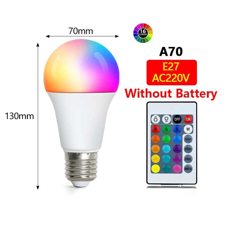 

Светодиодная Лампа RGB E27 220 В С ИК-пультом Дистанционного Управления Сменный Цветной Белый Точечный Светильник Умный Дом С...