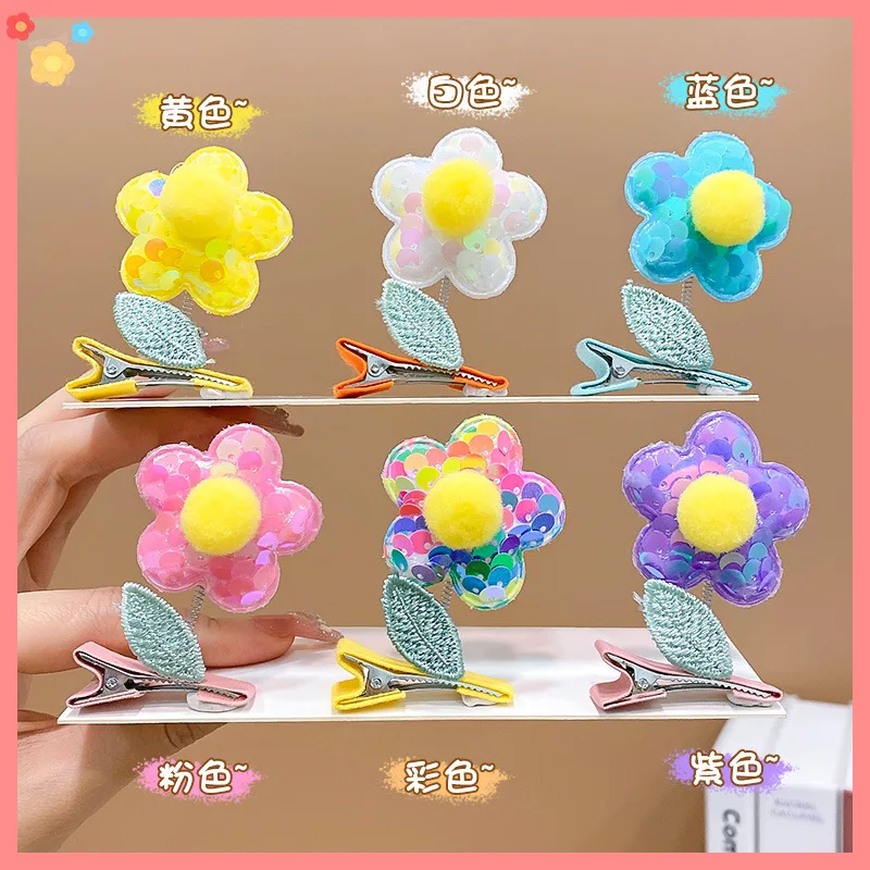 

Children's Hairpin Headdress Sequins Moving Flower Hairpin Little Girl Hair Accessories Cropped Hair Clip Hair Clips for Girls