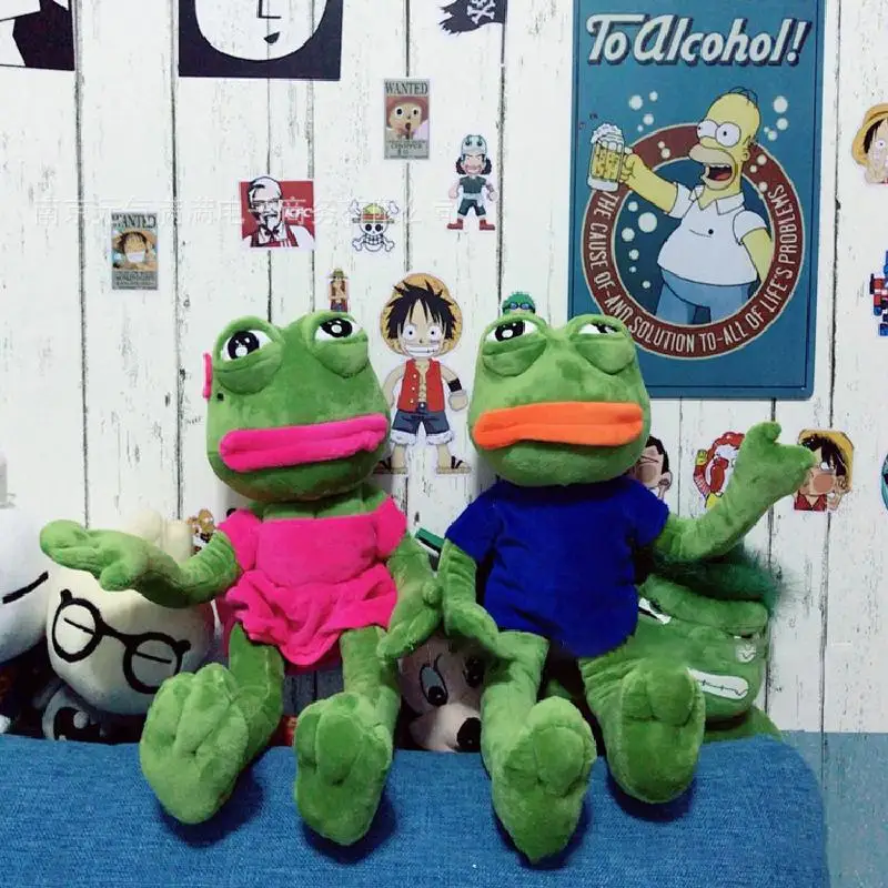 

45cm Sad Frog Pepe Plush Toy Soft Stuffed Pillow Magic Expression The Sad Funny Animal Plush Doll Birthday Toys Gifts For Kids