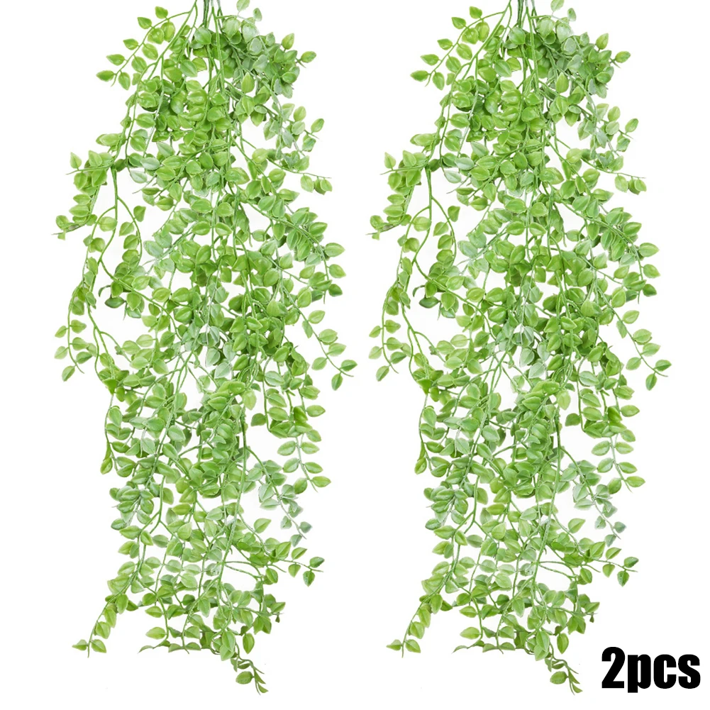 

2Pcs Artificial Hanging Plant Bunch Fake Vine Ivy Simulation Leaf Greenery Wedding Soft Glue Peach Rattan Flower Art Courtyard