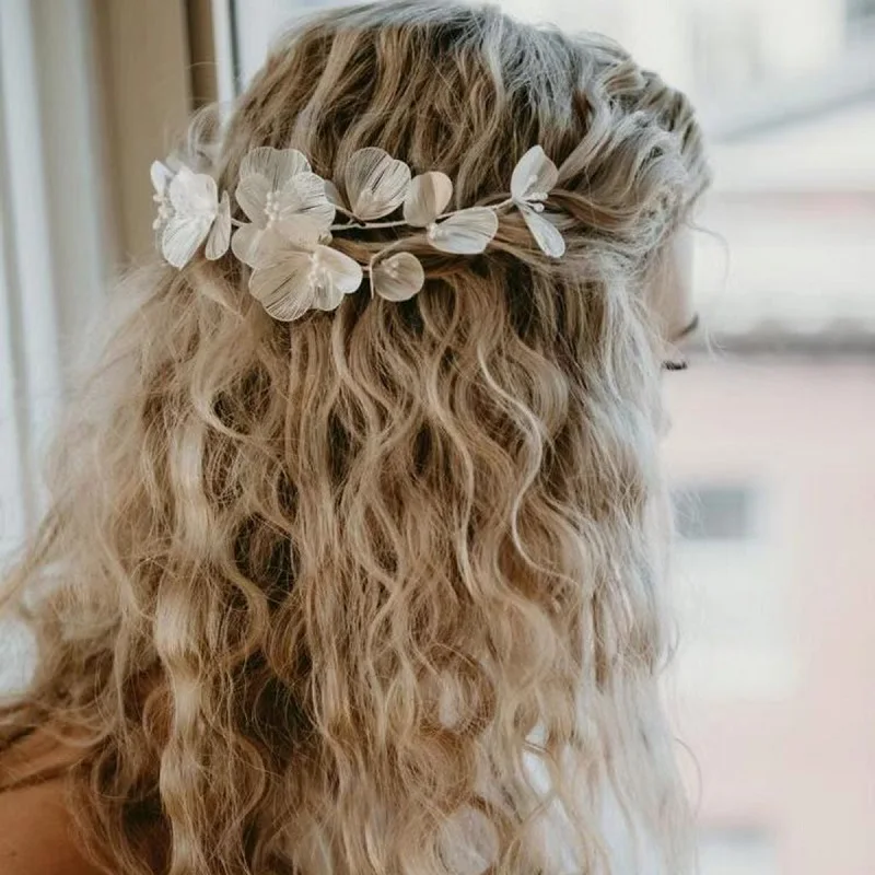 Свадебная тиара с листьями золотого цвета свадебные украшения ручной работы