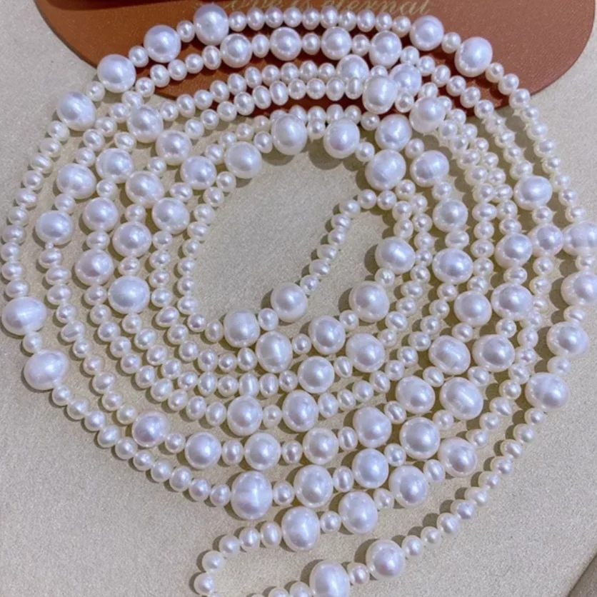 ДЛИННОЕ ОЖЕРЕЛЬЕ С БЕЛЫМ ЖЕМЧУГОМ МОРЯ 50 ДЮЙМОВ 4-10 ММ