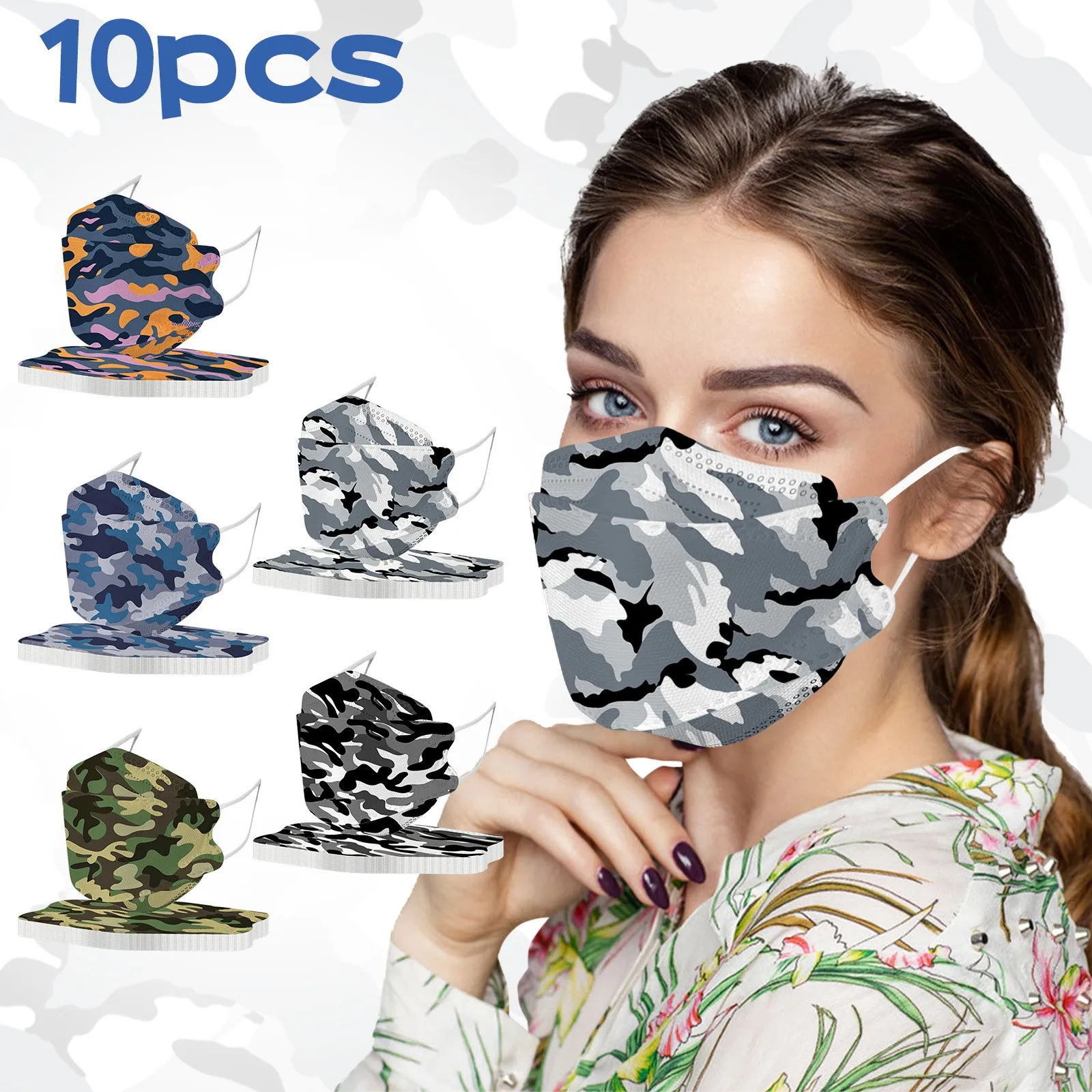 

10 шт., маски для лица с принтом рыбы