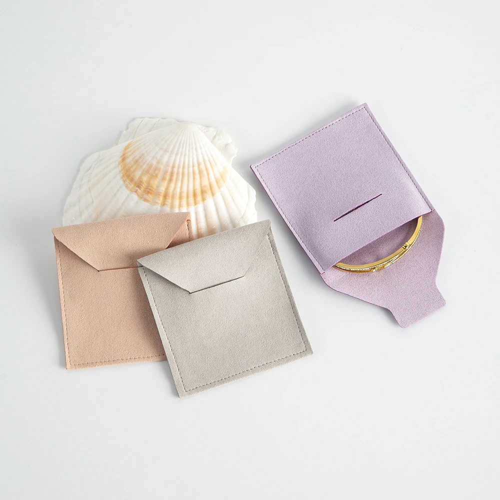 50Pcs/Lot Microfiber Envelope Jewelry Bag Wedding Jewellery Organizer Soap Candy USB Disk Gift Storage Case No Logo Plain Pouch