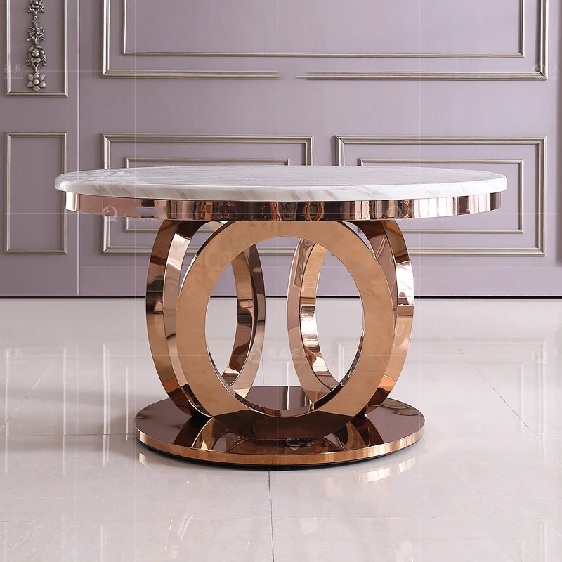 Роскошный мраморный обеденный стол и стул домашний из нержавеющей стали мебель