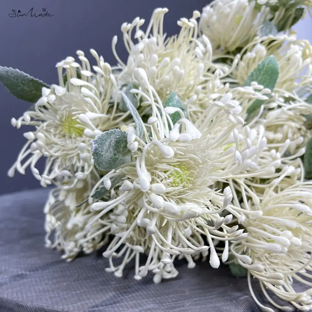 SunMade 3 головки/ветка Leucospermum искусственные цветы для украшения свадьбы