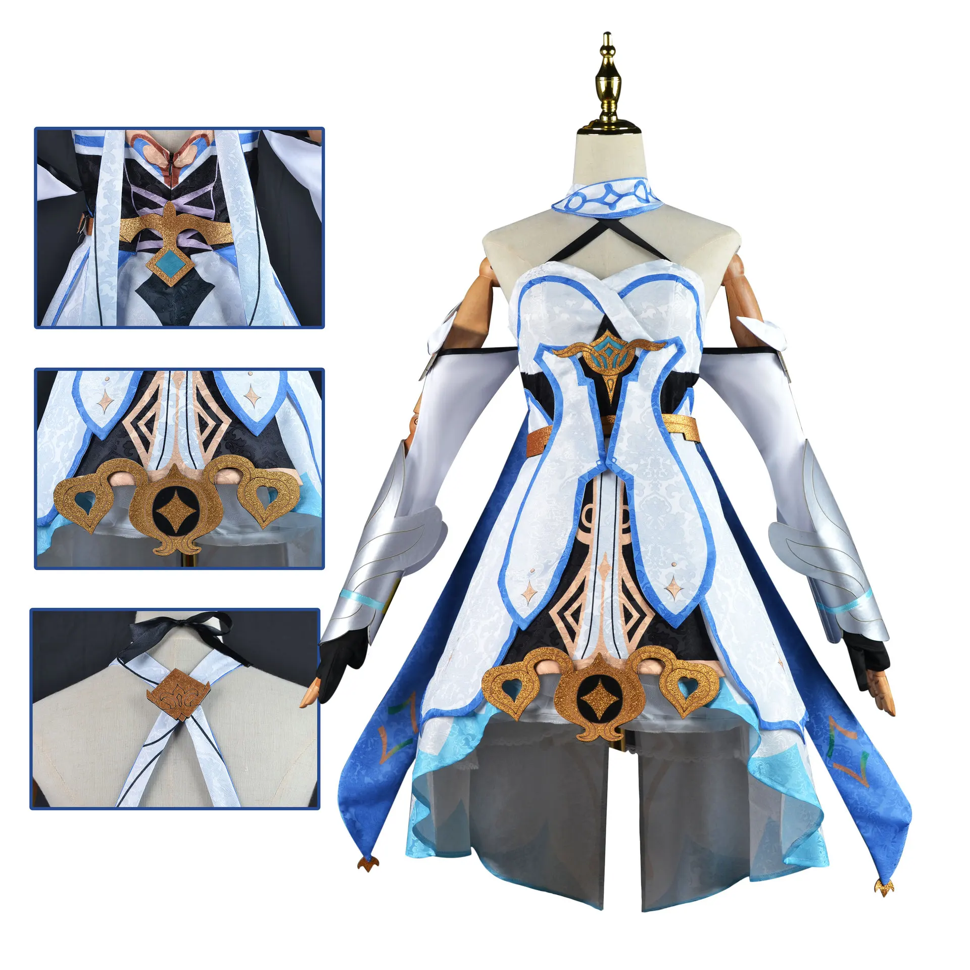 

Genshin Impact Cosplay Costumes Lumine Traveller Games Miha Tour C Costume Accessories Wig Dress Shoes