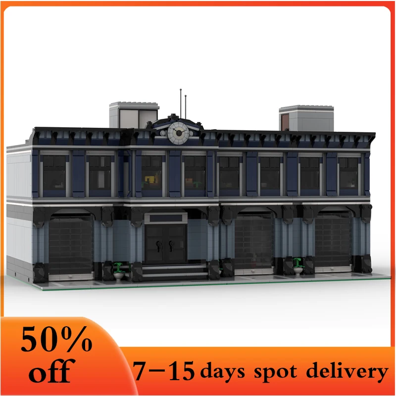 

2665ps Modular Police Station BuildCustomized MOC Building Blocks Street View Bricks Assembled Adult Birthday Children Toy Gift