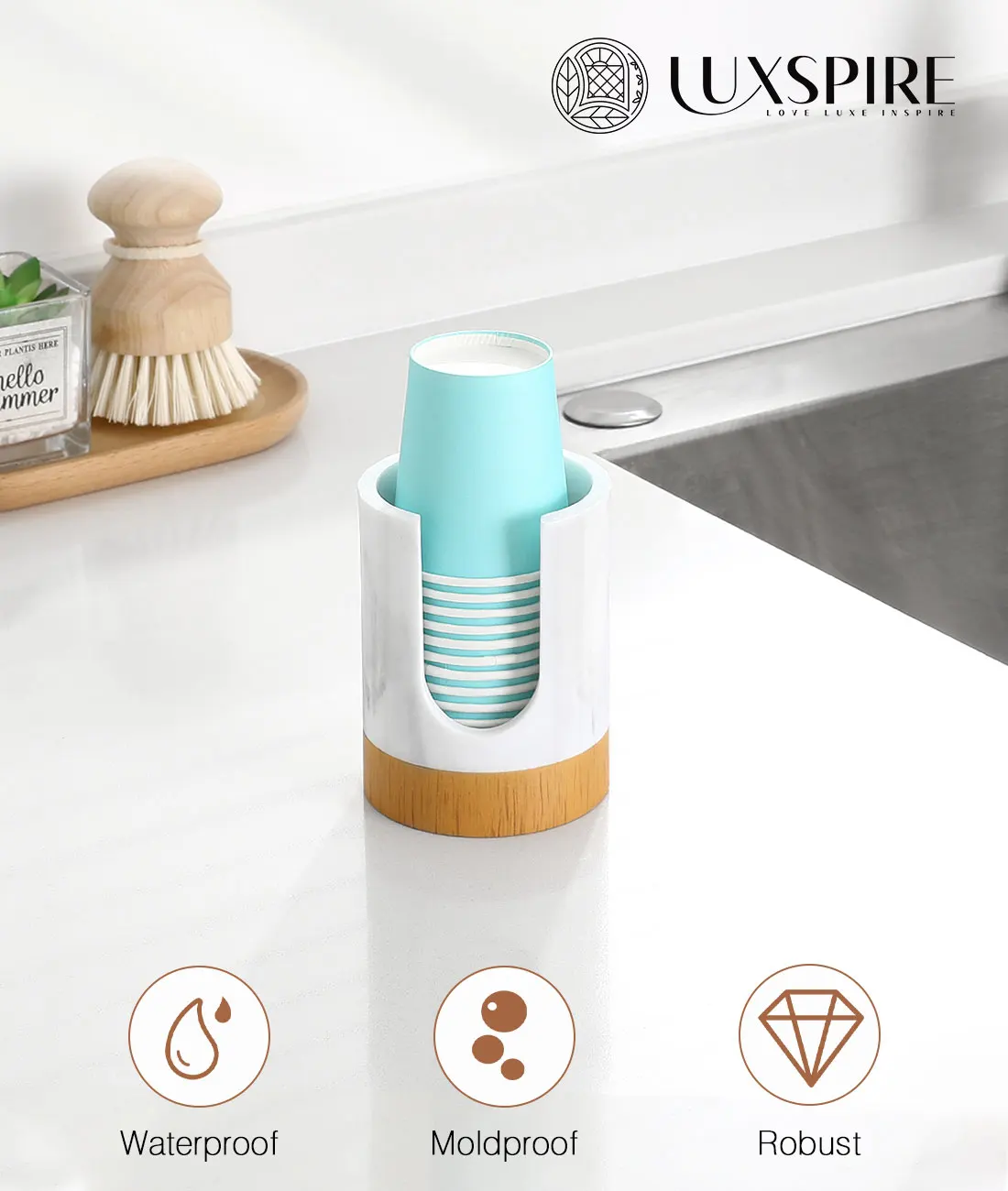 Диспенсер для чашек Luxspire ванной комнаты диспенсер Dixie 3 унции стаканов из смолы