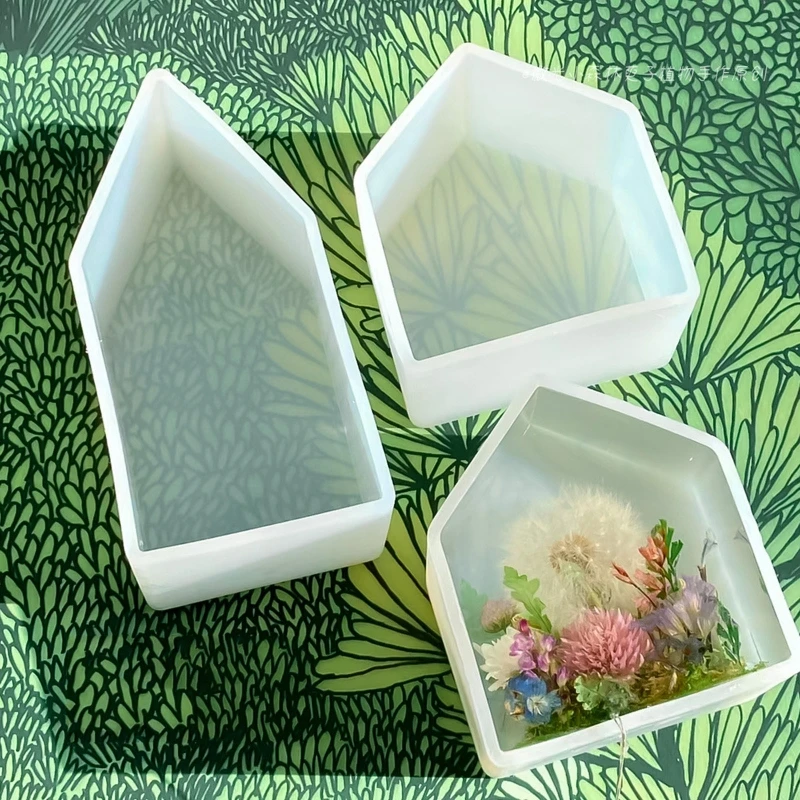 

House Shaped Epoxy Resin Mold Dried Flower Specimen Making Mould Craft DIY Tool Sculpture Molding Silicone Mold