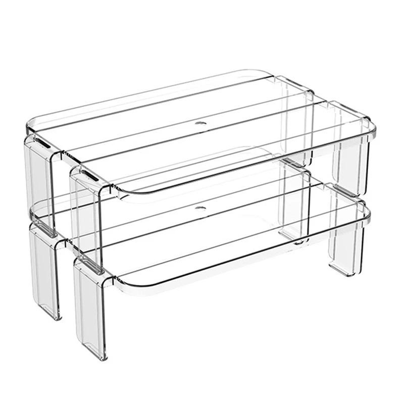 

2Pcs Fridge Organizer Rack Kitchen Racks Kitchen Items Stackable Shelf Layered Shelf Tray Storage Rack