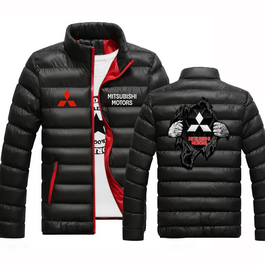 

2023 Autumn Winter Motorcycle For mitsubishi Logo Print Warm Cold Prevention Parka Coat Men's Casual Cotton Trendy Padded Jacket