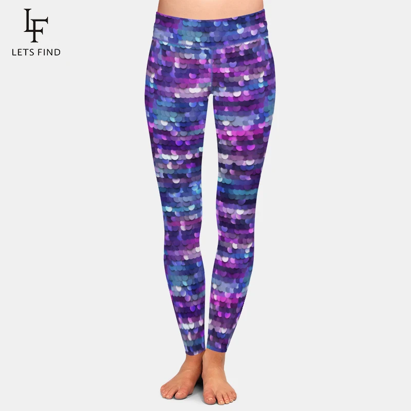 LETSFIND Sexy Fish Scales Digital Printing Women Workout High Waist Leggings Elastic Fitness Women Leggings