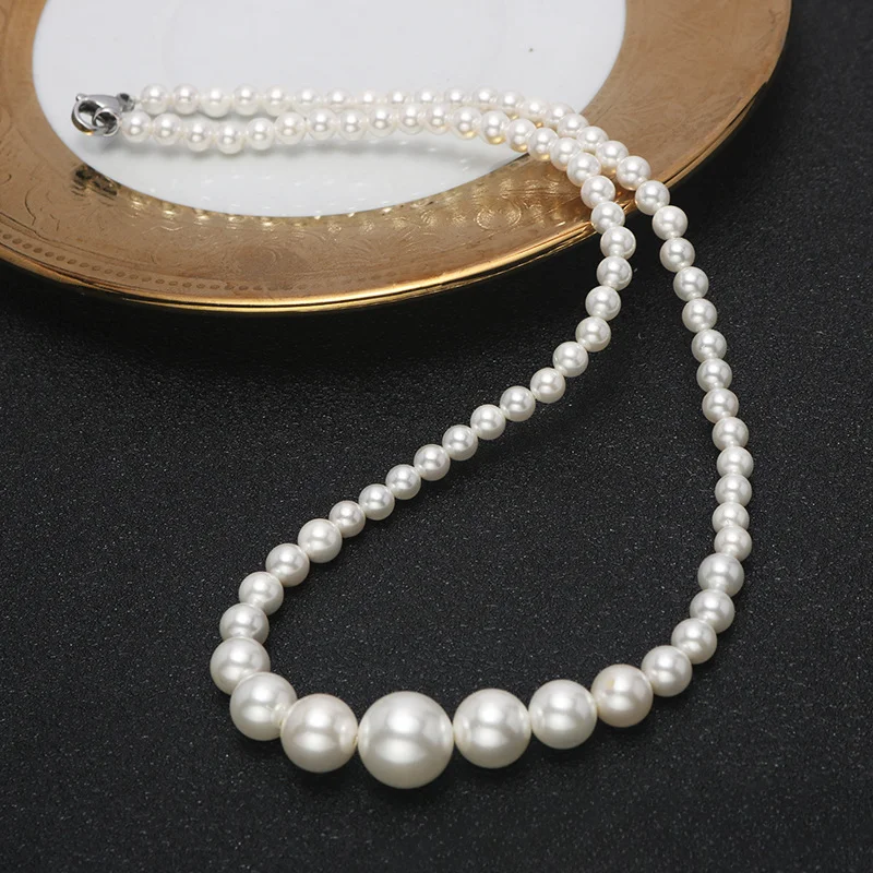 Classic Temperament Shell Imitation Pearl Gradient Design Female's Clavicle Chain Strong Light Conch Necklace Custom Wholesale