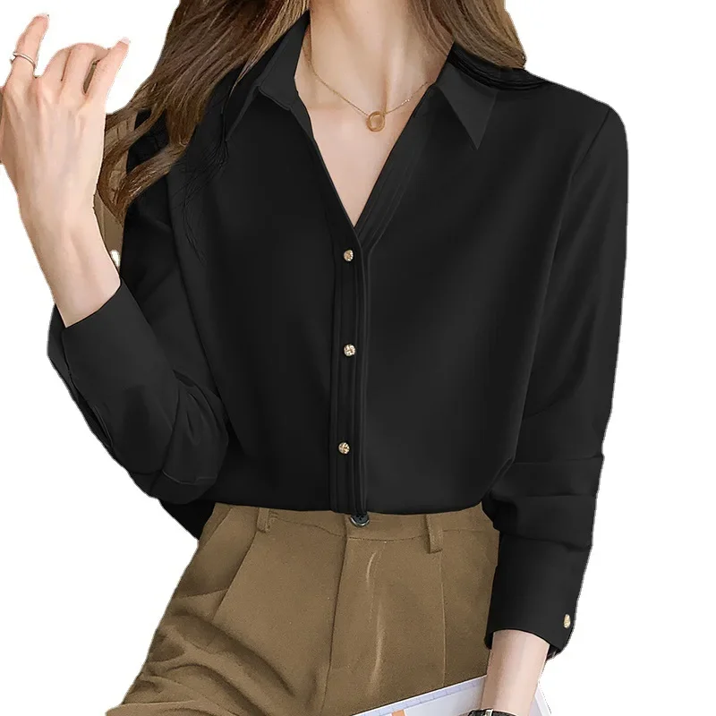 Элегантная женская рубашка свободного покроя с длинным рукавом модная