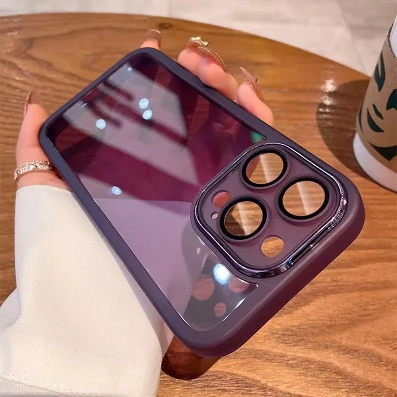 

Luxury Silicone Transparent Phone Case For iPhone 14 Plus 13 12 11 Pro Max Shockproof Lens Protection Soft Back Cover
