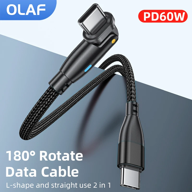 

Зарядный кабель 2 в 1 с углом поворота 180 °, кабель типа C в Тип C для мобильного телефона, кабель USB C для передачи данных, быстрое зарядное устро...