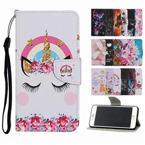 cute flip painted phone wallet for iphone se 2020 coque xr x xs max 6 6s plus 7 8 plus kids capa for iphone 11 pro max 2019 o20f free global shipping