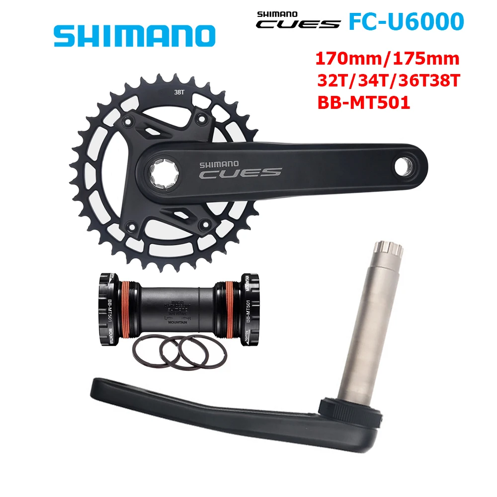 

SHIMANO CUES FC-U6000 9/10/11 Speed Crankset for MTB Bike 170/175mm Crank Groupset 32/34/36/38T Chainring BB-MT501 Bicycle Parts
