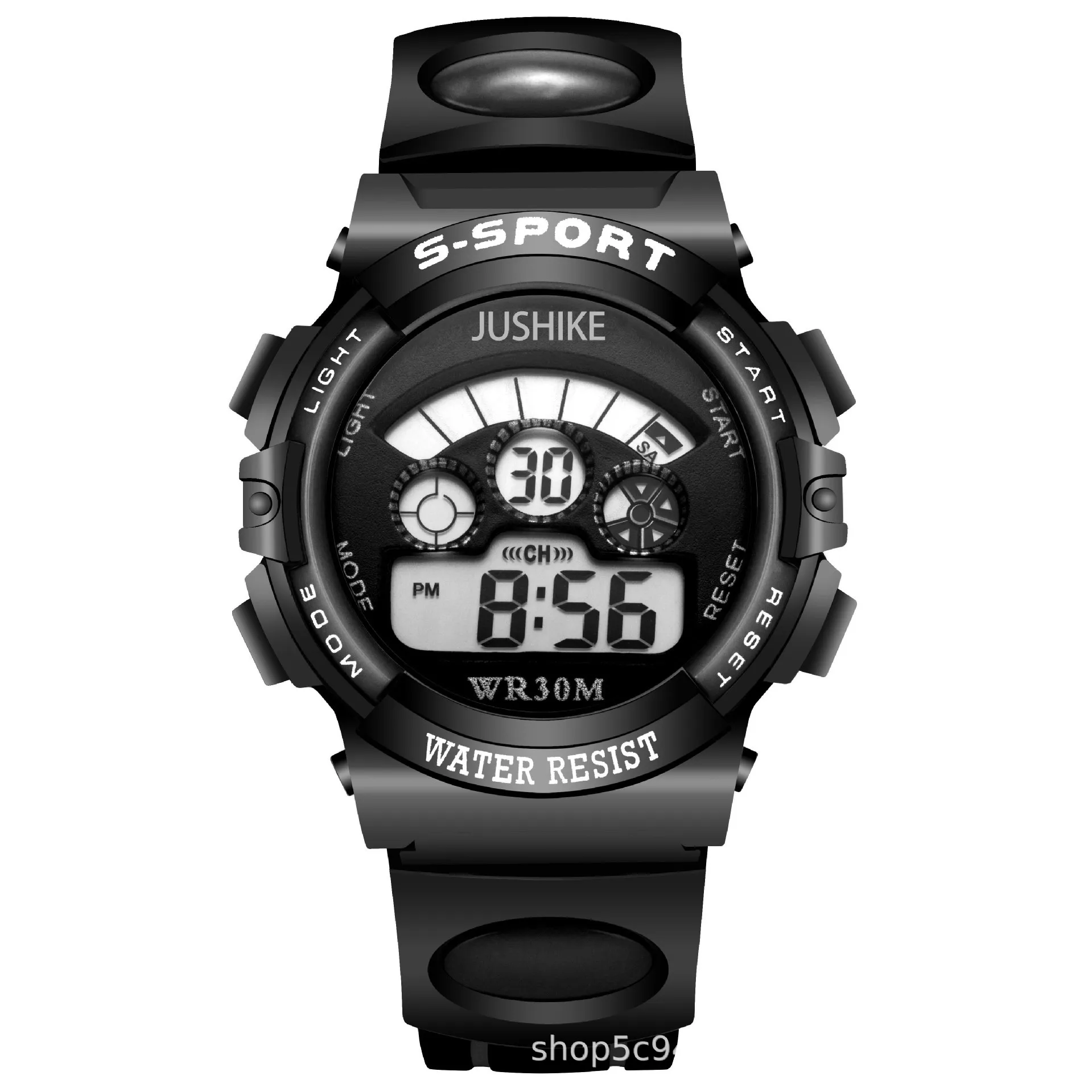

Fashion Cool LED Sport Digital Rubber Backlight Wrist Watch Wristwatches Clock for Men Boy Male Black