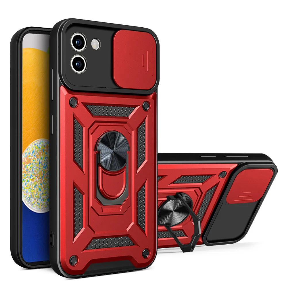 

Applicable to for Samsung A03 core sliding window protective mirror anti falling mobile phone case A73 car ring support armor