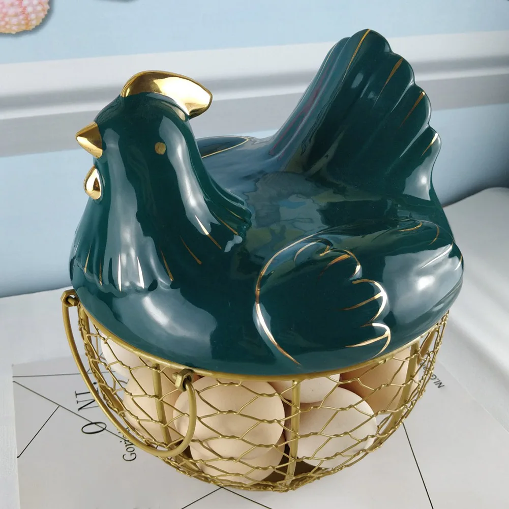 

Farmhouse Style Vegetables Container With Lid Stainless Steel Cute Desktop Home Decor Groceries Eggs Storage Basket Organizer