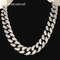 Hip Hop Men Classic Gold-Plated Rhinestone Necklace Retro Curb Chain Charm Fashion Rock Party Banquet Cuban Necklace Jewelry