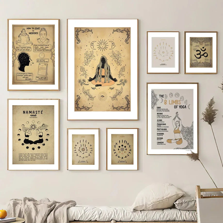 

Ashtanga Yoga Sun Moon Meditate Namaste Calm Wall Art Canvas Painting Nordic Poster And Print Wall Picture For Living Room Decor