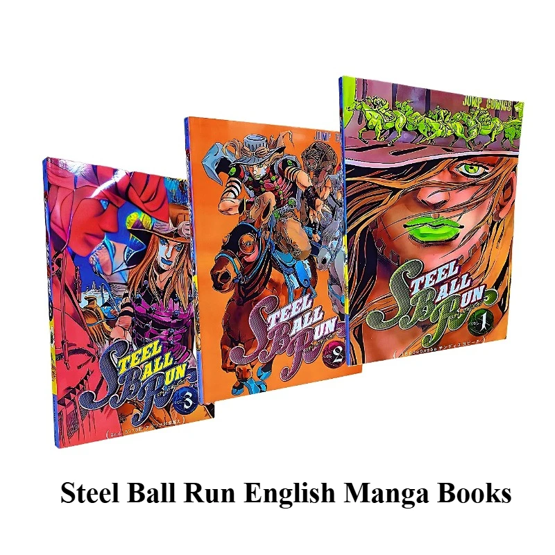 

Книга Steel Ball Run Manga/Manhwa Невероятные приключения Джоджо Part7 Vol.1-3 Японские молодежные комиксы Английские книги манга