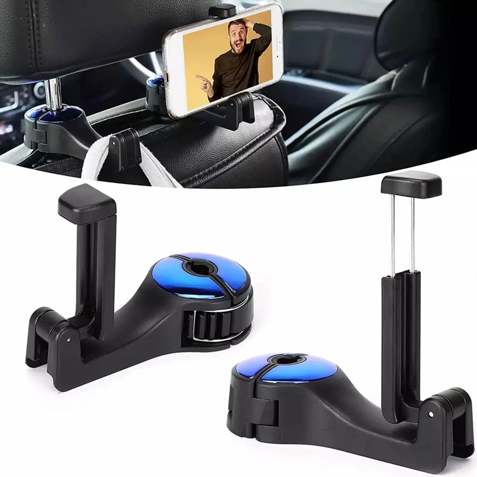 

Car Back Seat Hook Multi-Function Hanging Storage Mobile Phone Holder Lazy Bracket Rear Seat Phone Headrest Bracket