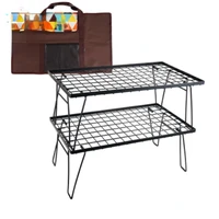 net picnictable foldable portable grill bamboo wooden iron grid table party camping folding bbq grill outdoor table