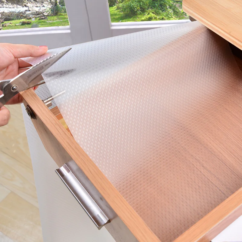 45x200cm Reusable Shelf Cover Liners Cabinet Drawer Mat Moisture-Proof Waterproof Dust Anti-Slip Fridge Mat Kitchen Table Pad images - 6