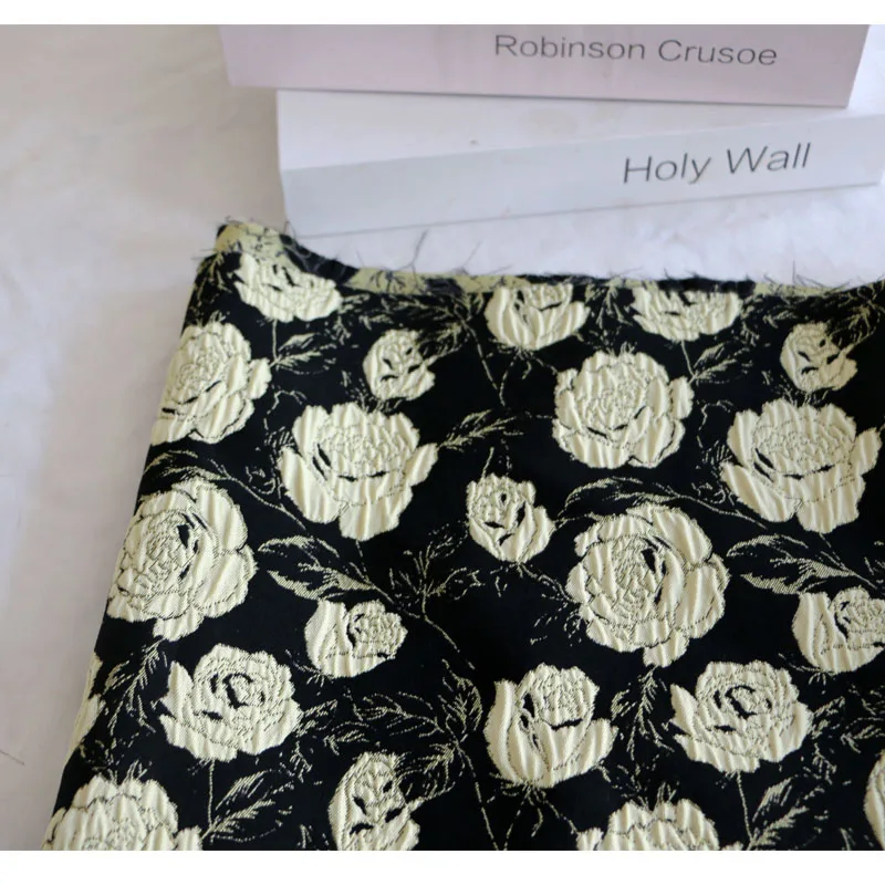 

Rich Flower Black Brocade Jacquard Fashion Fabric DIY