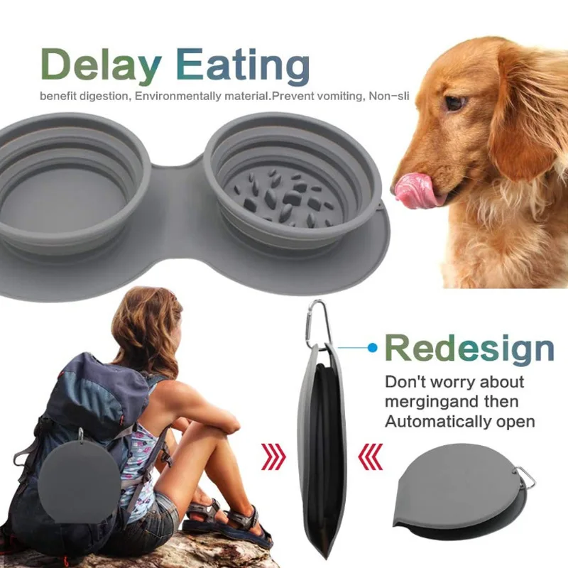 

Slow Food Aanti-Choking Dog Bowl Anti-Vomit Fold 2 In 1 Mat Portable Licking Plate Safety Silicone Feeding Lick Slow Dispensing