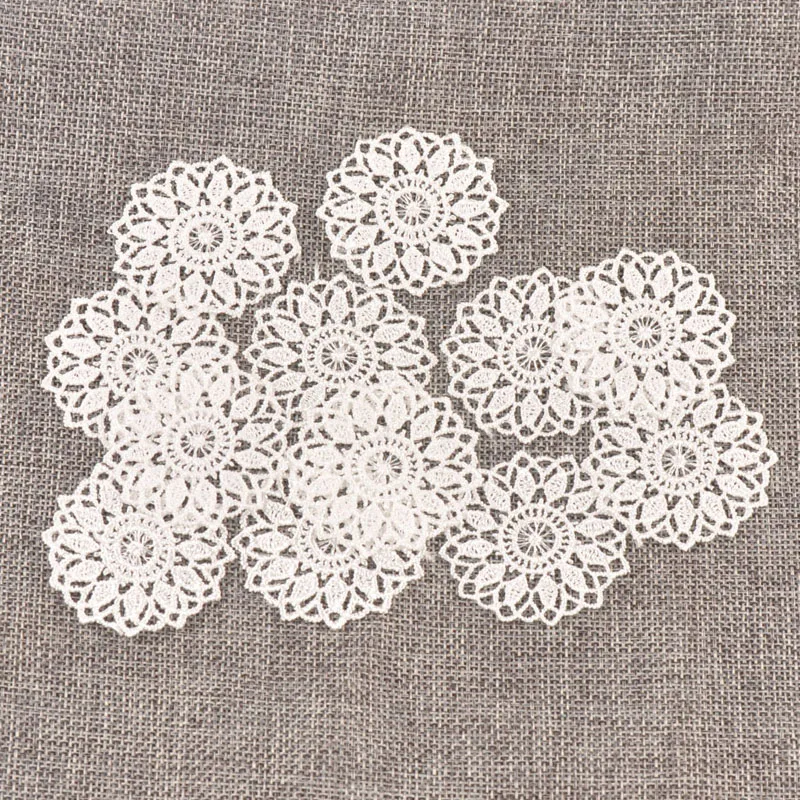 

30 шт., белая фотоаппликация, сетчатая вышивка, кружево для одежды, украшение для шитья, кружевная ткань, аксессуары ручной работы, c1139
