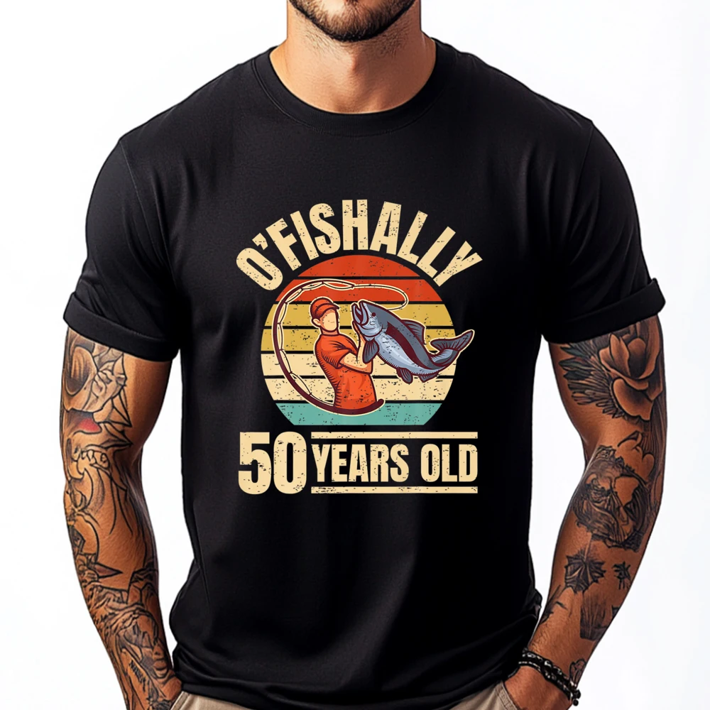 O Fishally 50 лет черные футболки с рисунком на 50-летие мужская одежда уличная