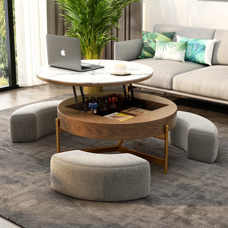 

yj Nordic Light Luxury Stone Plate Lifting Coffee Table TV Cabinet Combination Modern Minimalist