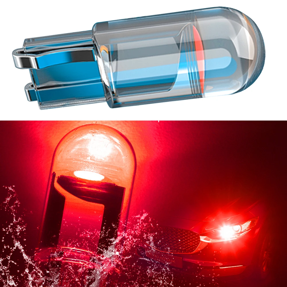 

1pcs Universal New Car Led Bulb W5w 194 T10 Cars Glass Housing Cob Blue 12v Wedge License Plate Lamps Dome Lights Diedo Lighting