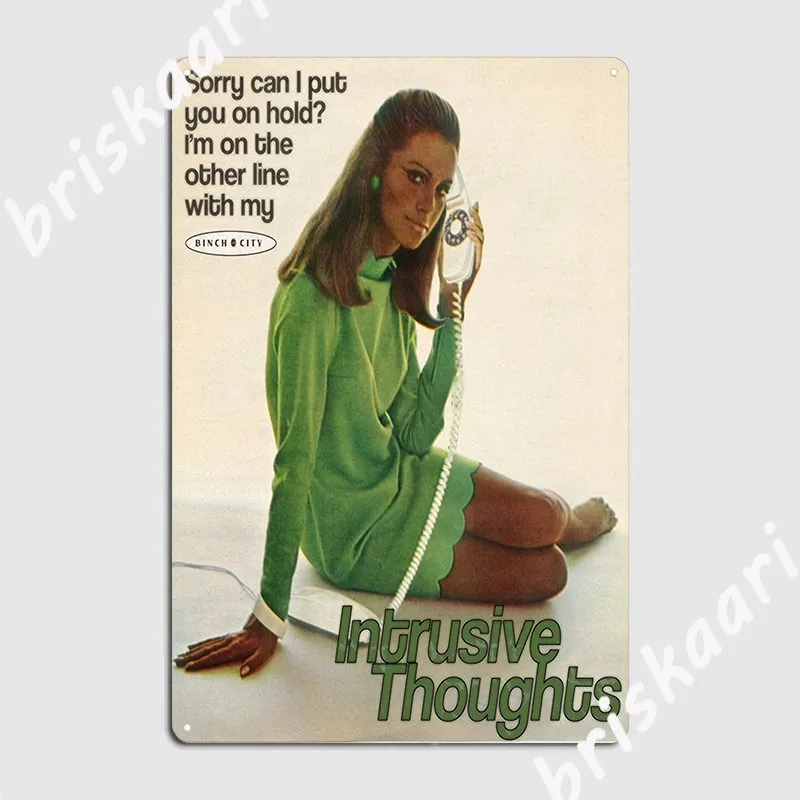 

My Intrusive Thoughts Metal Sign Retro Garage Decoration Wall Wall Mural Tin Sign Posters