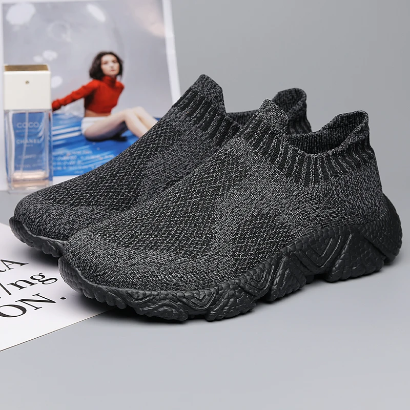 Men Loafers Flat Walking Shoes Slip on Casual Trendy Sneakers Outdoor Knitted Athleticsock Shoes Zapatos Deportivos