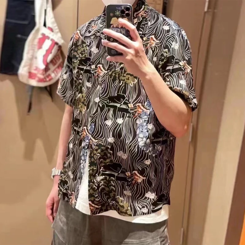 

KAPITAL Hirata Hohiro Floral Piano Wave Print Japanese Breathable Hawaiian Men's and Women's Short Sleeved Loose Shirt