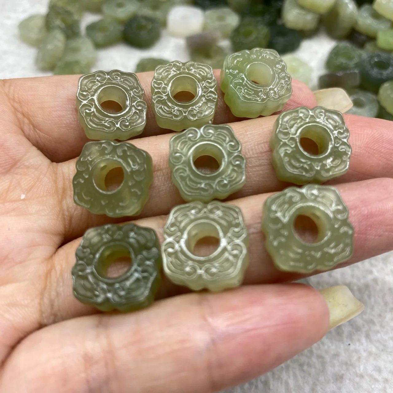 

Natural100%real hetian jade carve square To attract wealth beads Necklace pendant bracelet accessories for women men lucky gifts