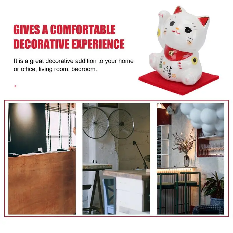 

1Pc Adorable Fortune Cat Adornment Ceramic Fortune Cat Ornament Household Decor