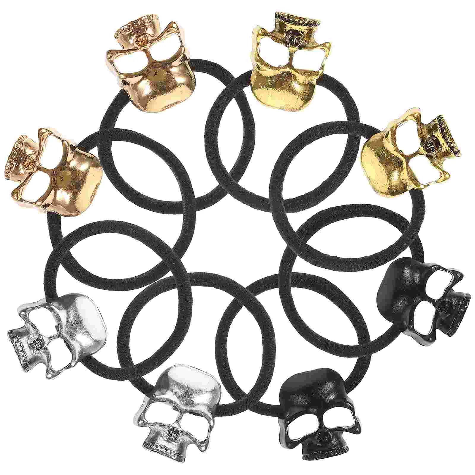 

8PCS Metallic 3D Hair Ponytail Holder Punk Elastics Hair Tie Rope Rubber Band for